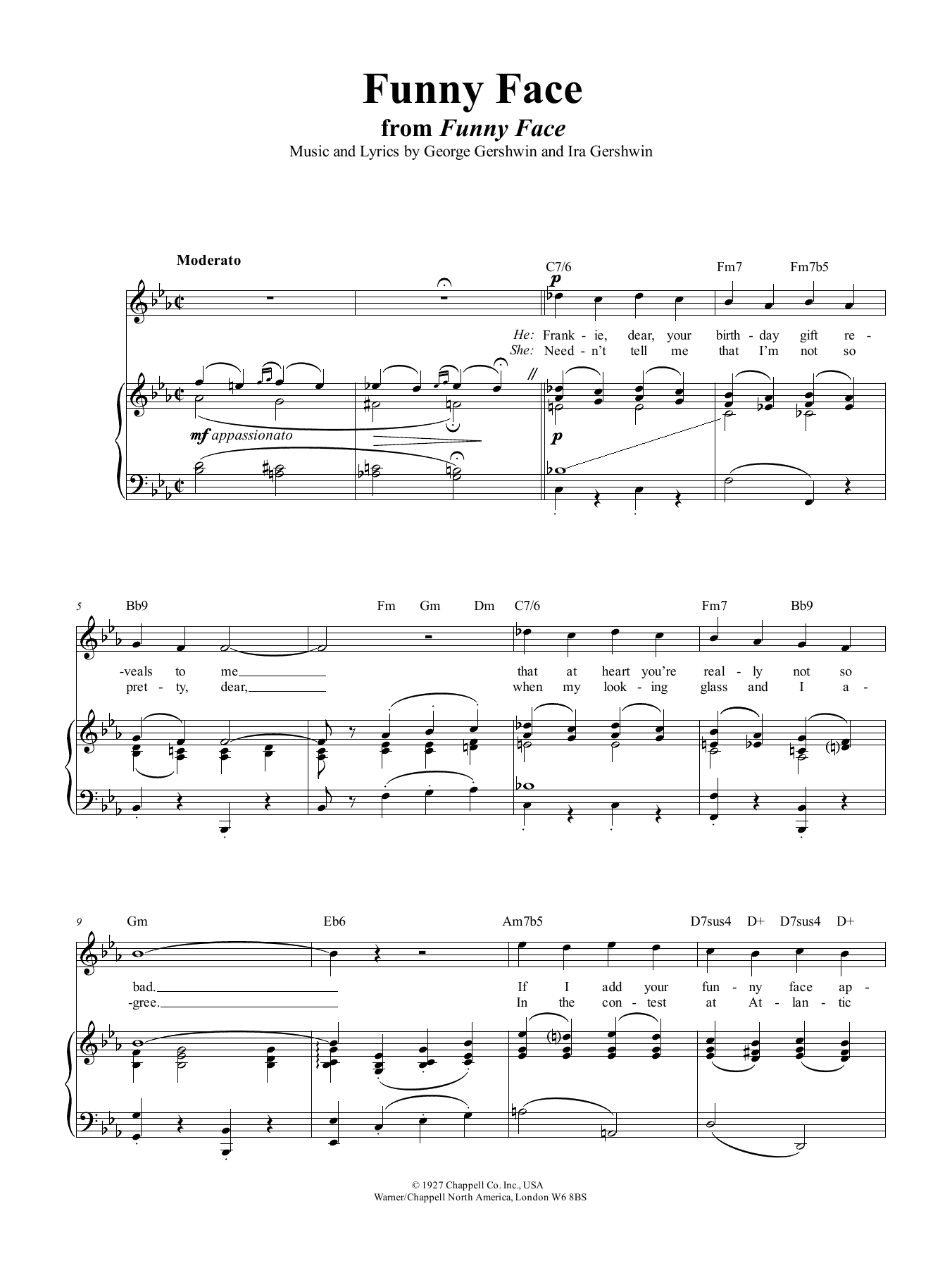 Download George Gershwin Funny Face Sheet Music and learn how to play Melody Line, Lyrics & Chords PDF digital score in minutes