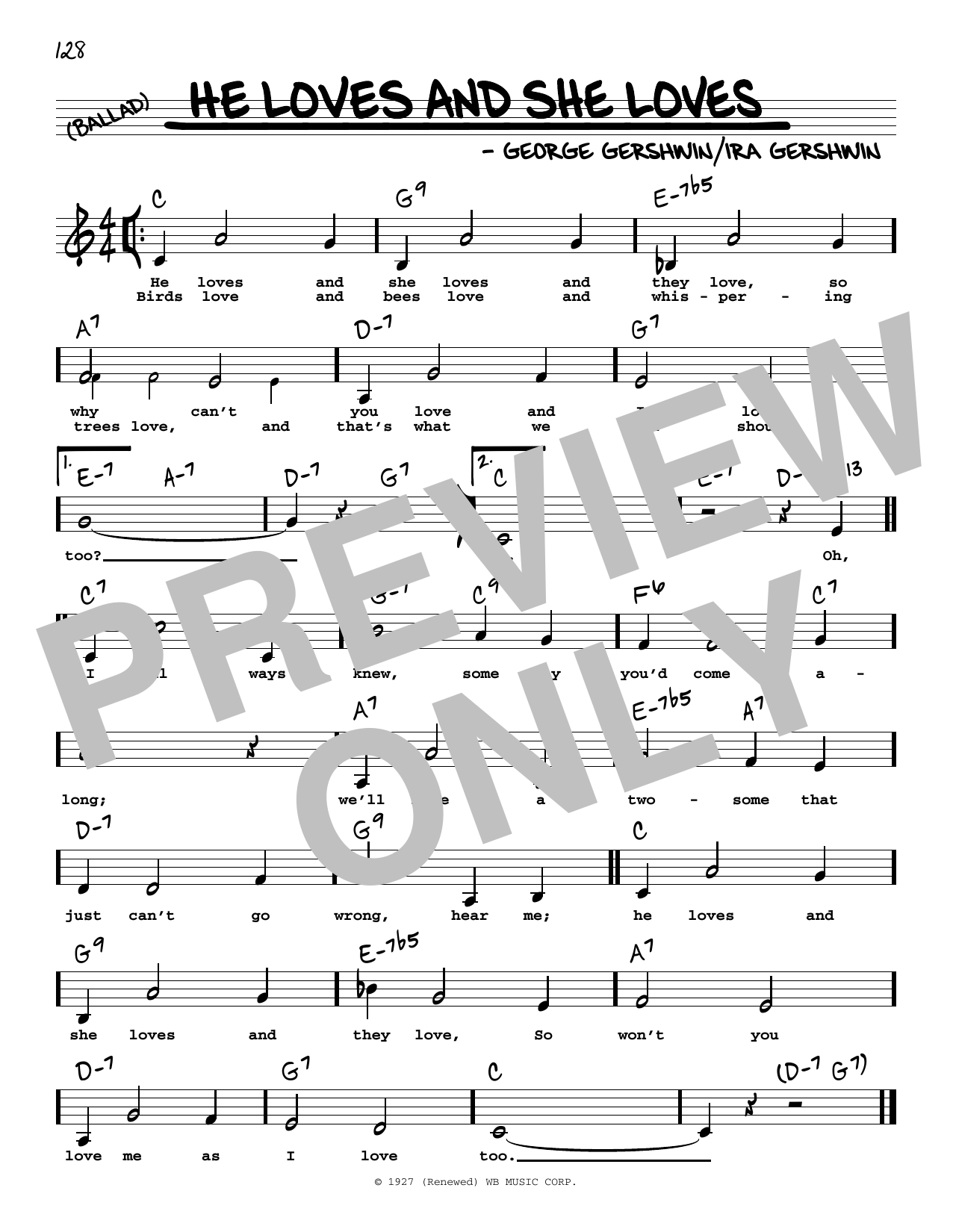 Download George Gershwin He Loves And She Loves (Low Voice) Sheet Music and learn how to play Real Book – Melody, Lyrics & Chords PDF digital score in minutes