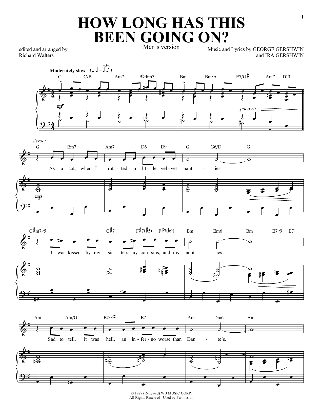 Download George Gershwin How Long Has This Been Going On? [Men's version] Sheet Music and learn how to play Piano & Vocal PDF digital score in minutes