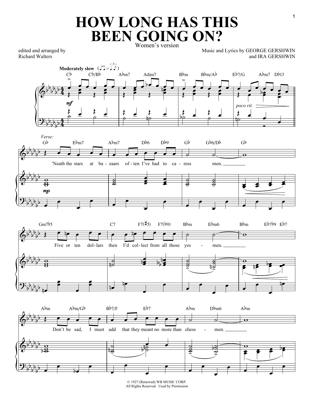 Download George Gershwin How Long Has This Been Going On? [Women's version] Sheet Music and learn how to play Piano & Vocal PDF digital score in minutes