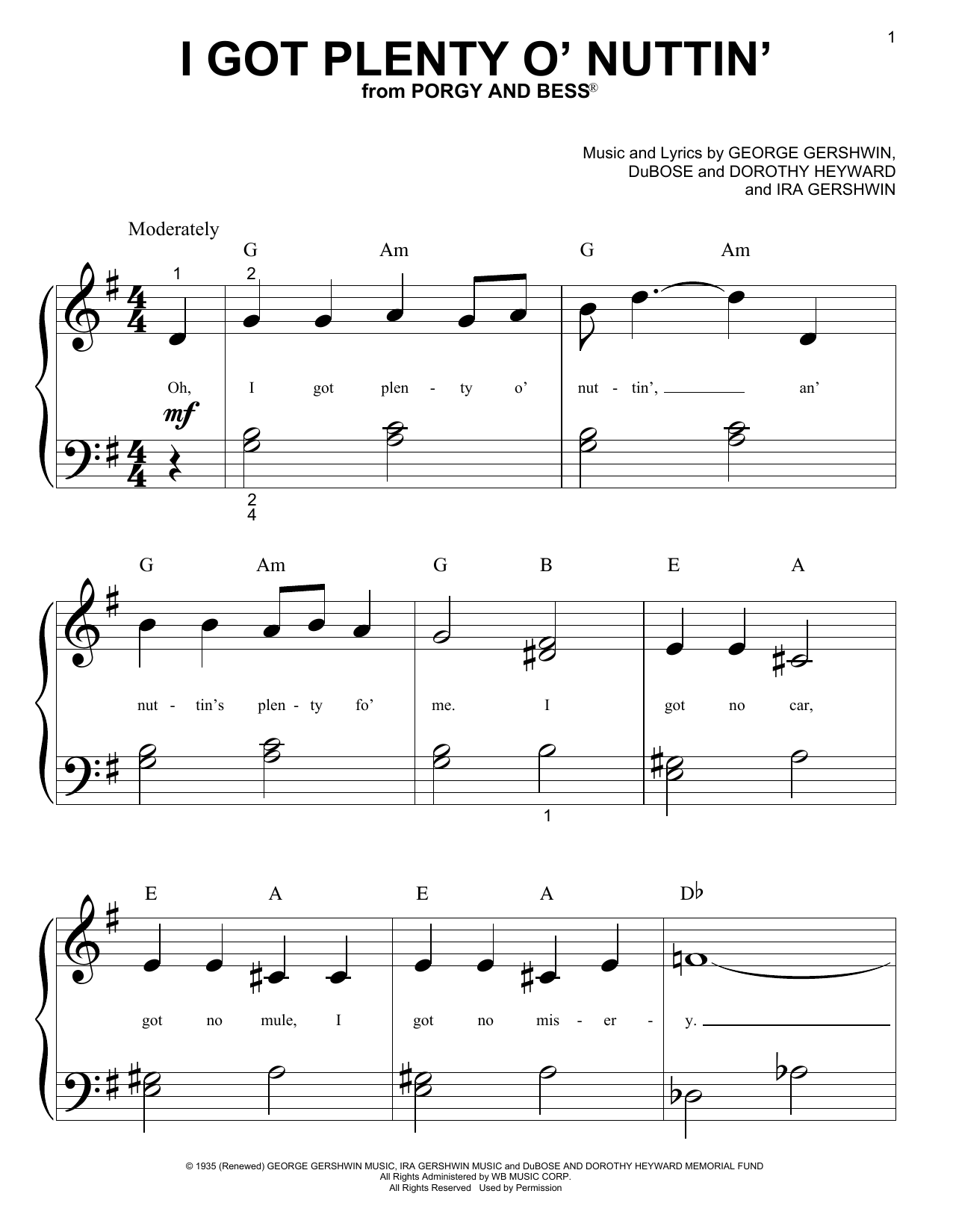 Download George Gershwin I Got Plenty O' Nuttin' Sheet Music and learn how to play Trumpet PDF digital score in minutes