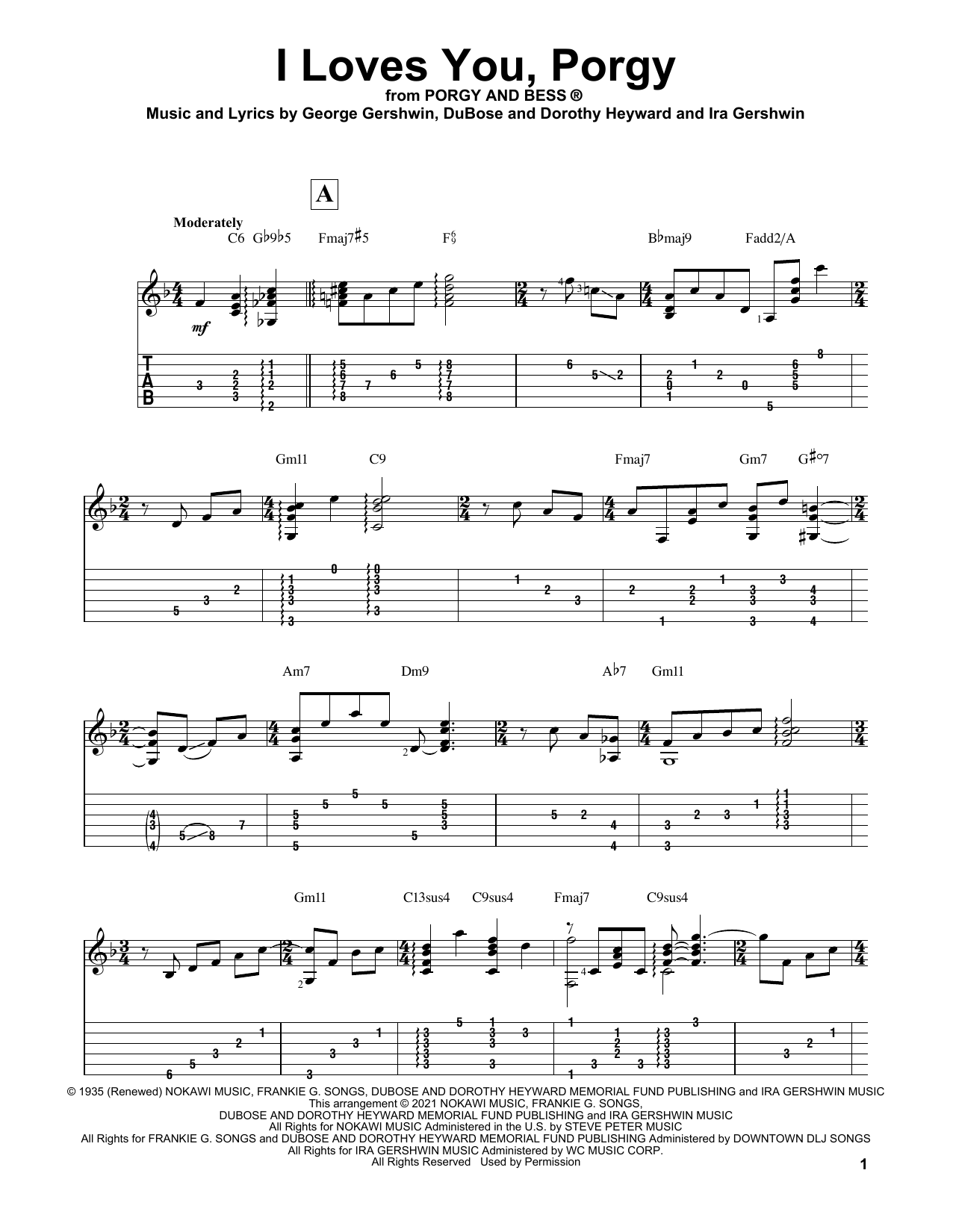 Download George Gershwin I Loves You, Porgy (arr. Matt Otten) Sheet Music and learn how to play Solo Guitar PDF digital score in minutes