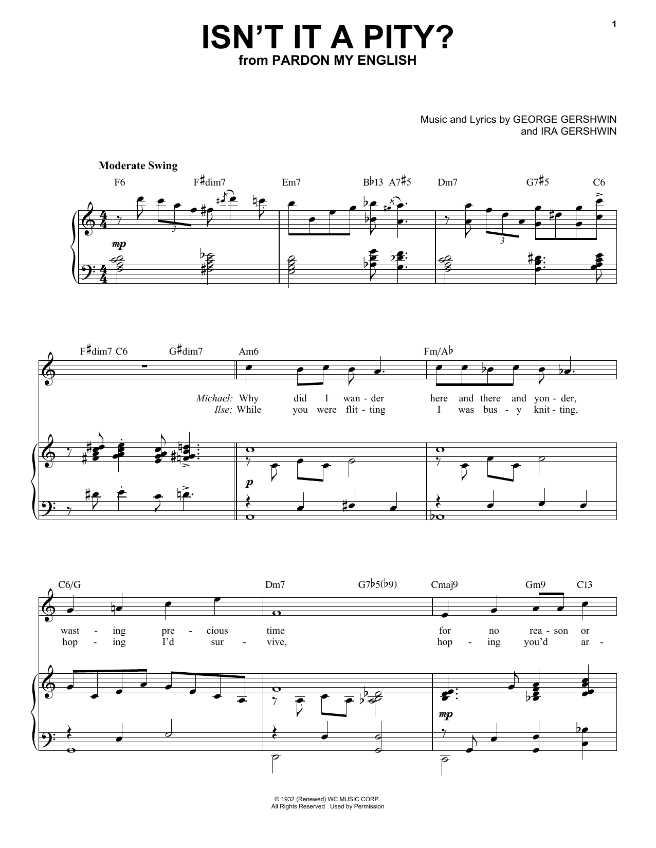 Download George Gershwin Isn't It A Pity? [Jazz version] (arr. Brent Edstrom) Sheet Music and learn how to play Piano & Vocal PDF digital score in minutes