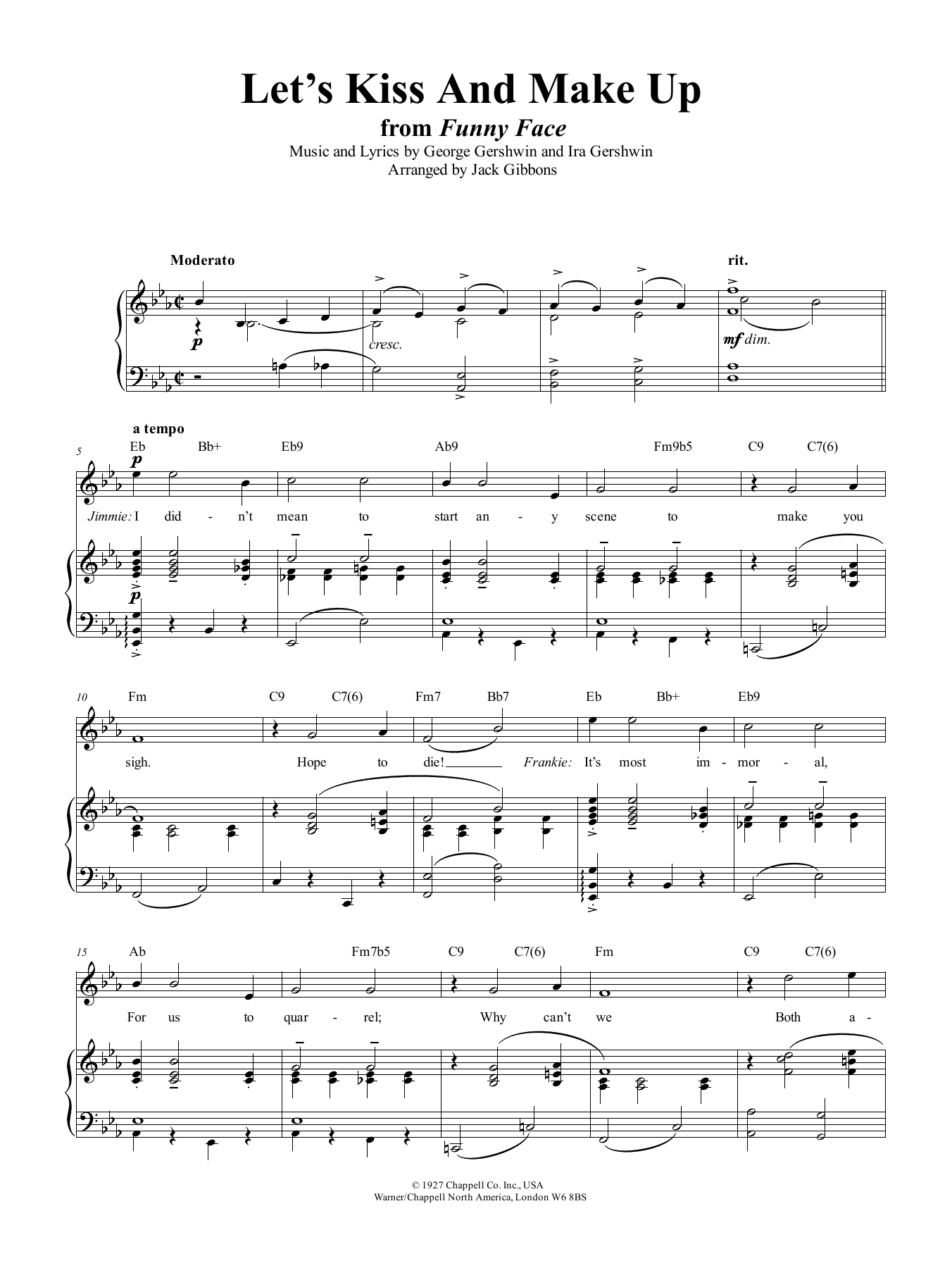 Download George Gershwin Let's Kiss And Make Up Sheet Music and learn how to play Piano, Vocal & Guitar (Right-Hand Melody) PDF digital score in minutes