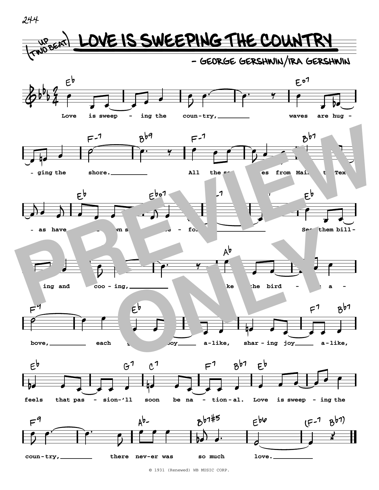 Download George Gershwin Love Is Sweeping The Country (High Voice) Sheet Music and learn how to play Real Book – Melody, Lyrics & Chords PDF digital score in minutes