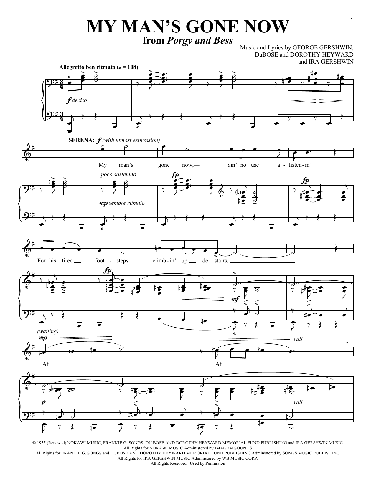 Download George Gershwin My Man's Gone Now Sheet Music and learn how to play Real Book – Melody & Chords PDF digital score in minutes