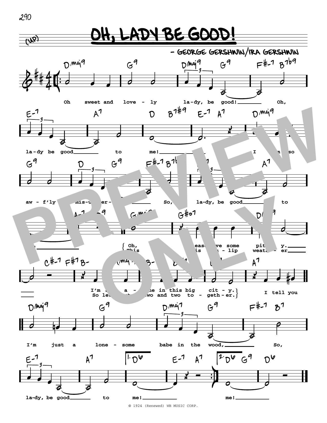 Download George Gershwin Oh, Lady Be Good! (Low Voice) Sheet Music and learn how to play Real Book – Melody, Lyrics & Chords PDF digital score in minutes