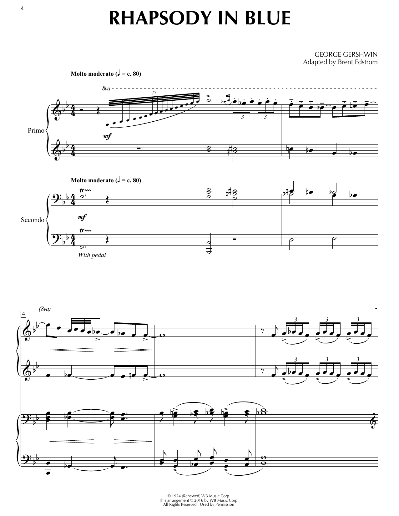 Download Brent Edstrom Rhapsody In Blue Sheet Music and learn how to play Piano Duet PDF digital score in minutes