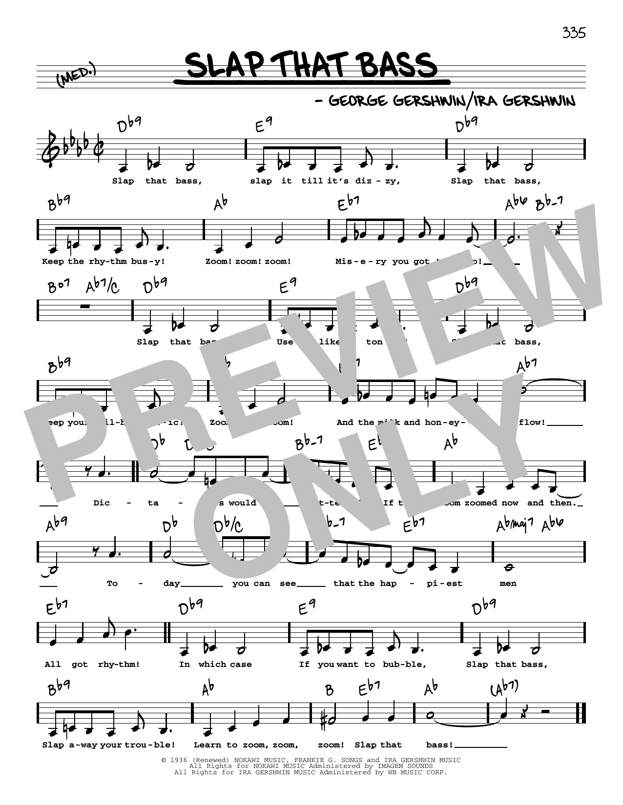 Download George Gershwin Slap That Bass (Low Voice) Sheet Music and learn how to play Real Book – Melody, Lyrics & Chords PDF digital score in minutes