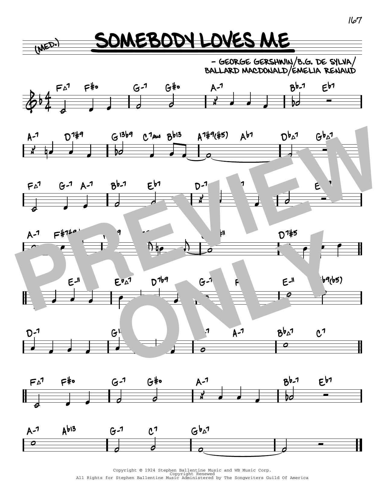 Download George Gershwin Somebody Loves Me (arr. David Hazeltine) Sheet Music and learn how to play Real Book – Enhanced Chords PDF digital score in minutes