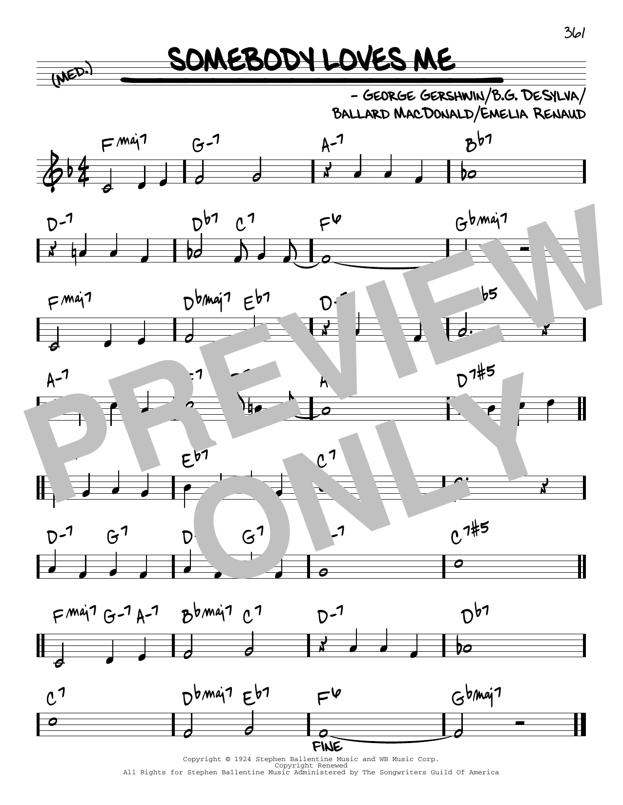 Download George Gershwin Somebody Loves Me [Reharmonized version] (arr. Jack Grassel) Sheet Music and learn how to play Real Book – Melody & Chords PDF digital score in minutes