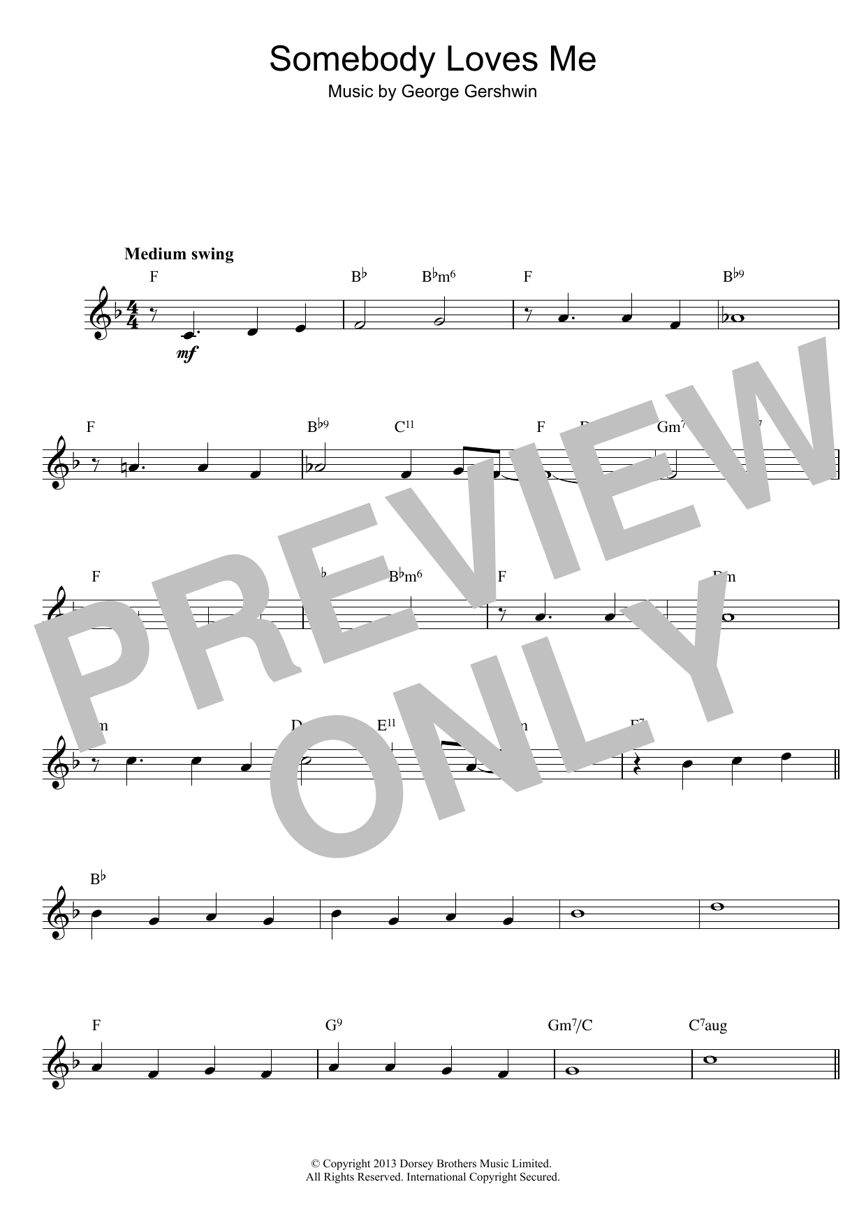 Download George Gershwin Somebody Loves Me Sheet Music and learn how to play Real Book – Melody, Lyrics & Chords PDF digital score in minutes