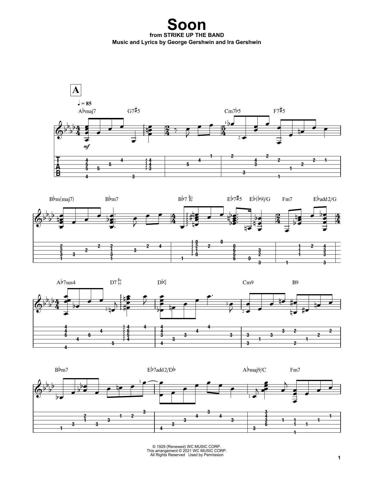Download George Gershwin Soon (arr. Matt Otten) Sheet Music and learn how to play Solo Guitar PDF digital score in minutes