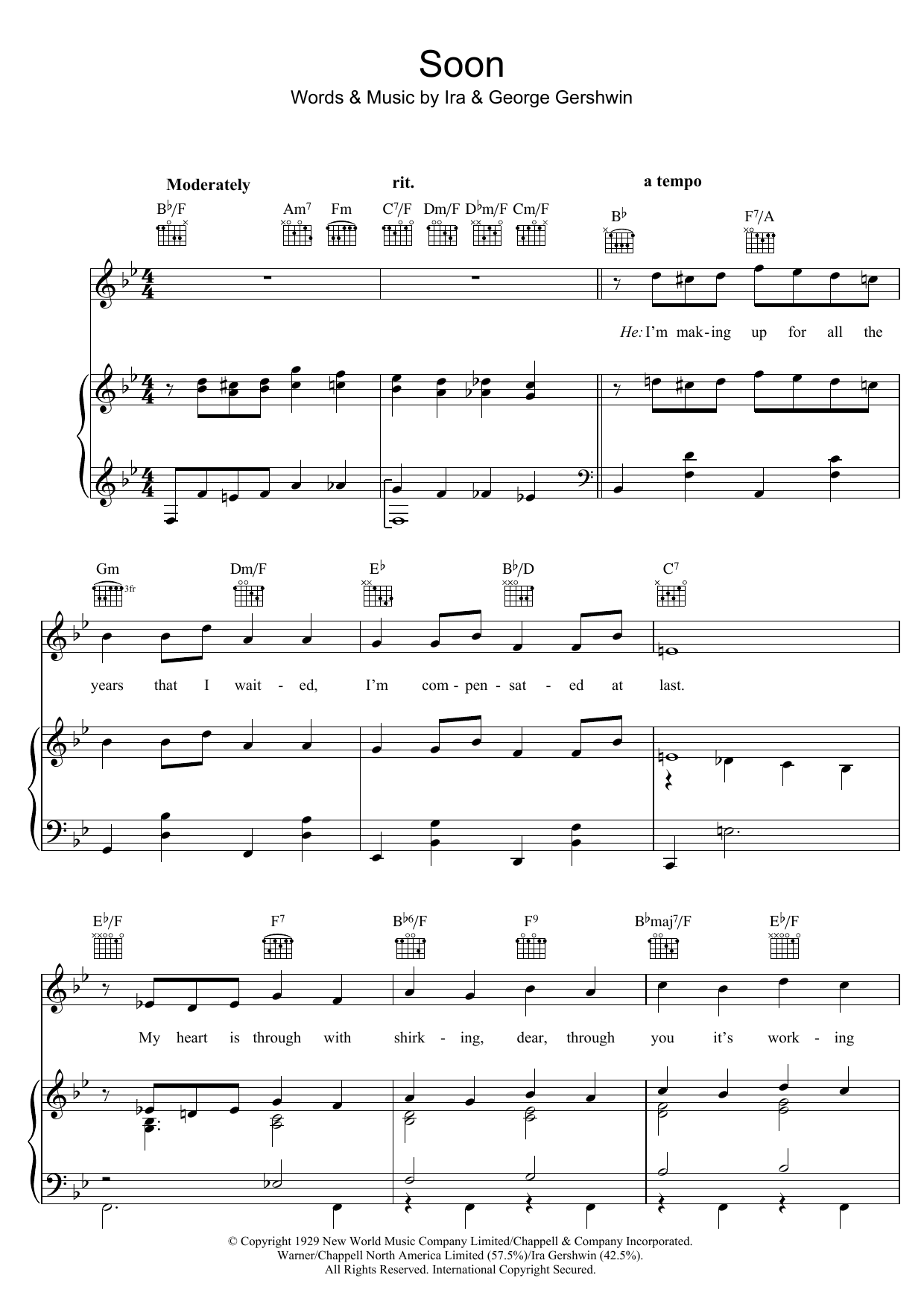 Download George Gershwin Soon Sheet Music and learn how to play Real Book – Melody & Chords PDF digital score in minutes