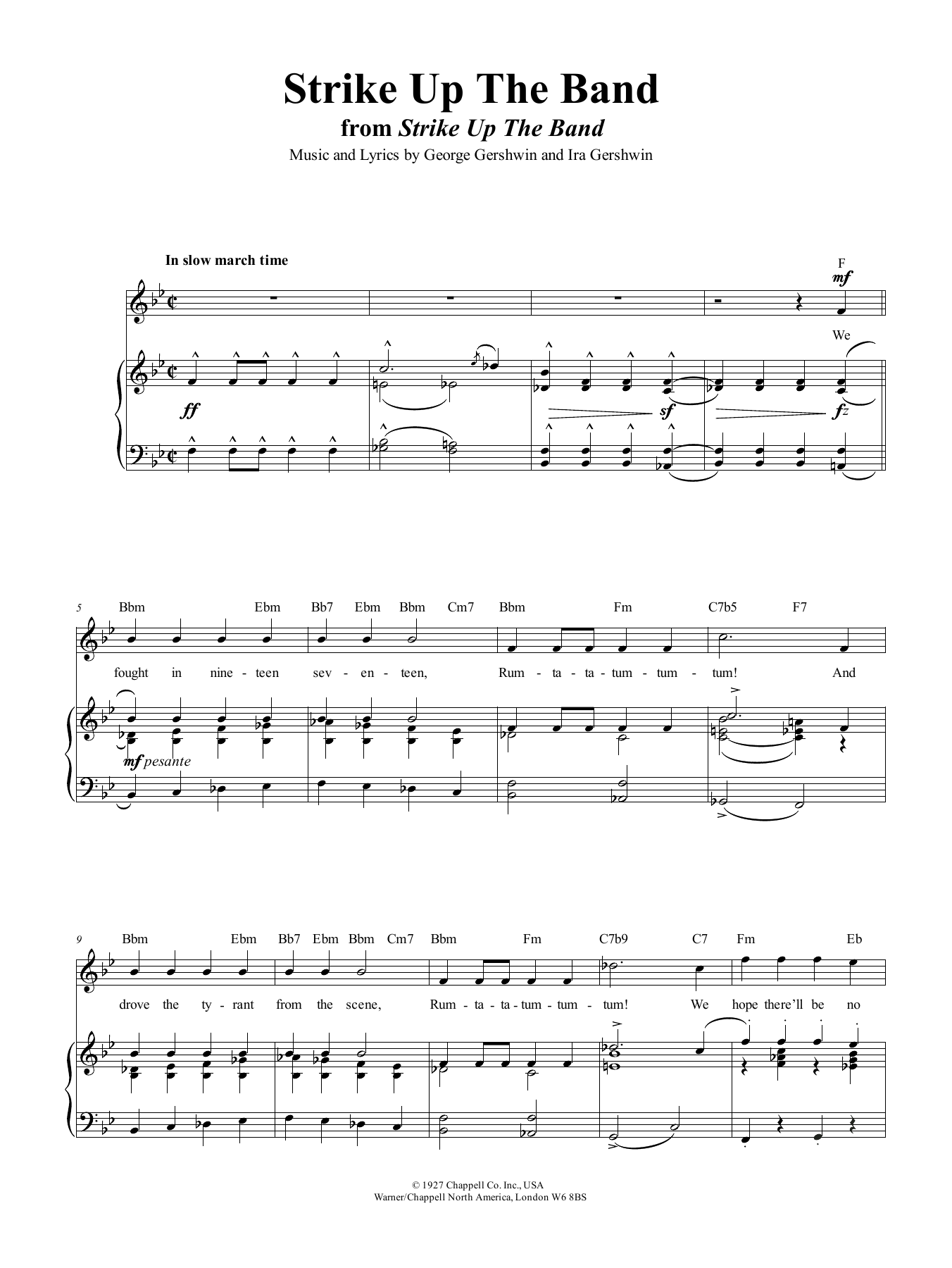Download George Gershwin Strike Up The Band Sheet Music and learn how to play Real Book – Melody & Chords PDF digital score in minutes