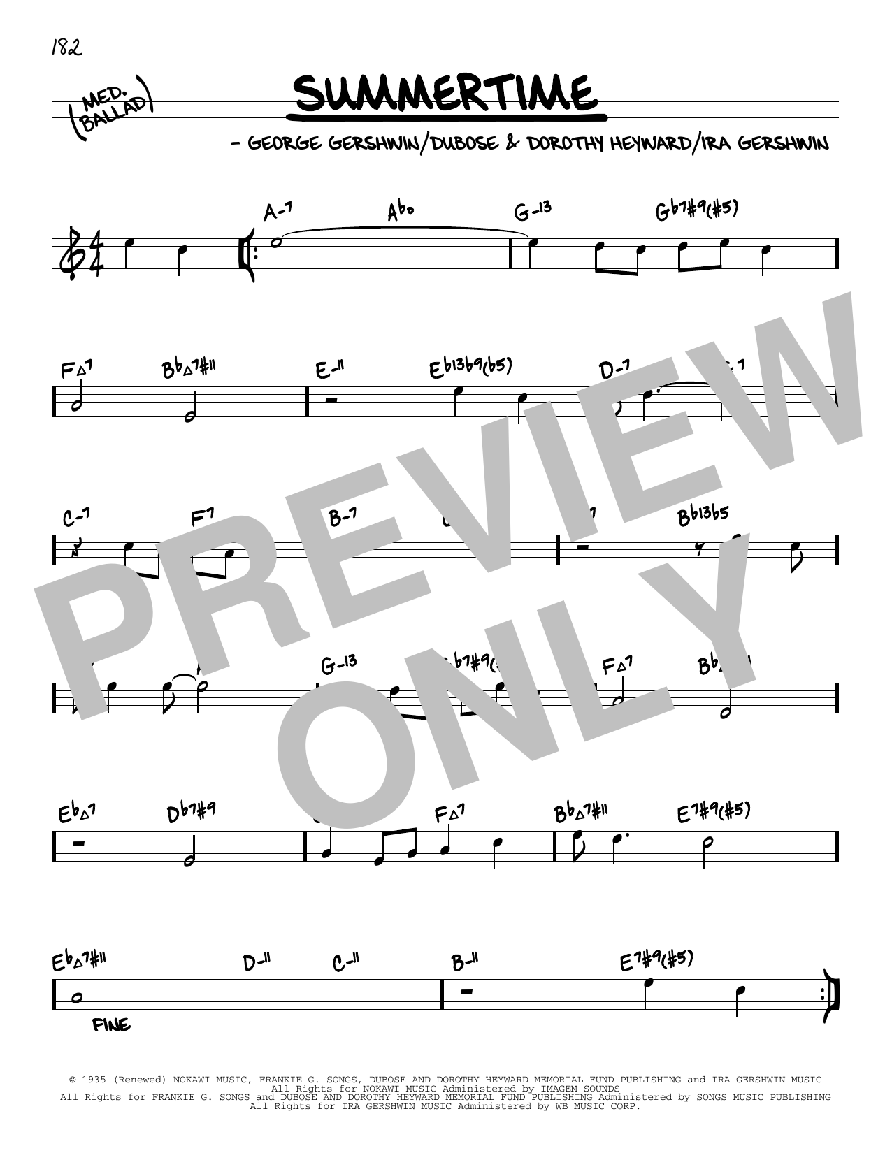 Download George Gershwin Summertime (arr. David Hazeltine) Sheet Music and learn how to play Real Book – Enhanced Chords PDF digital score in minutes