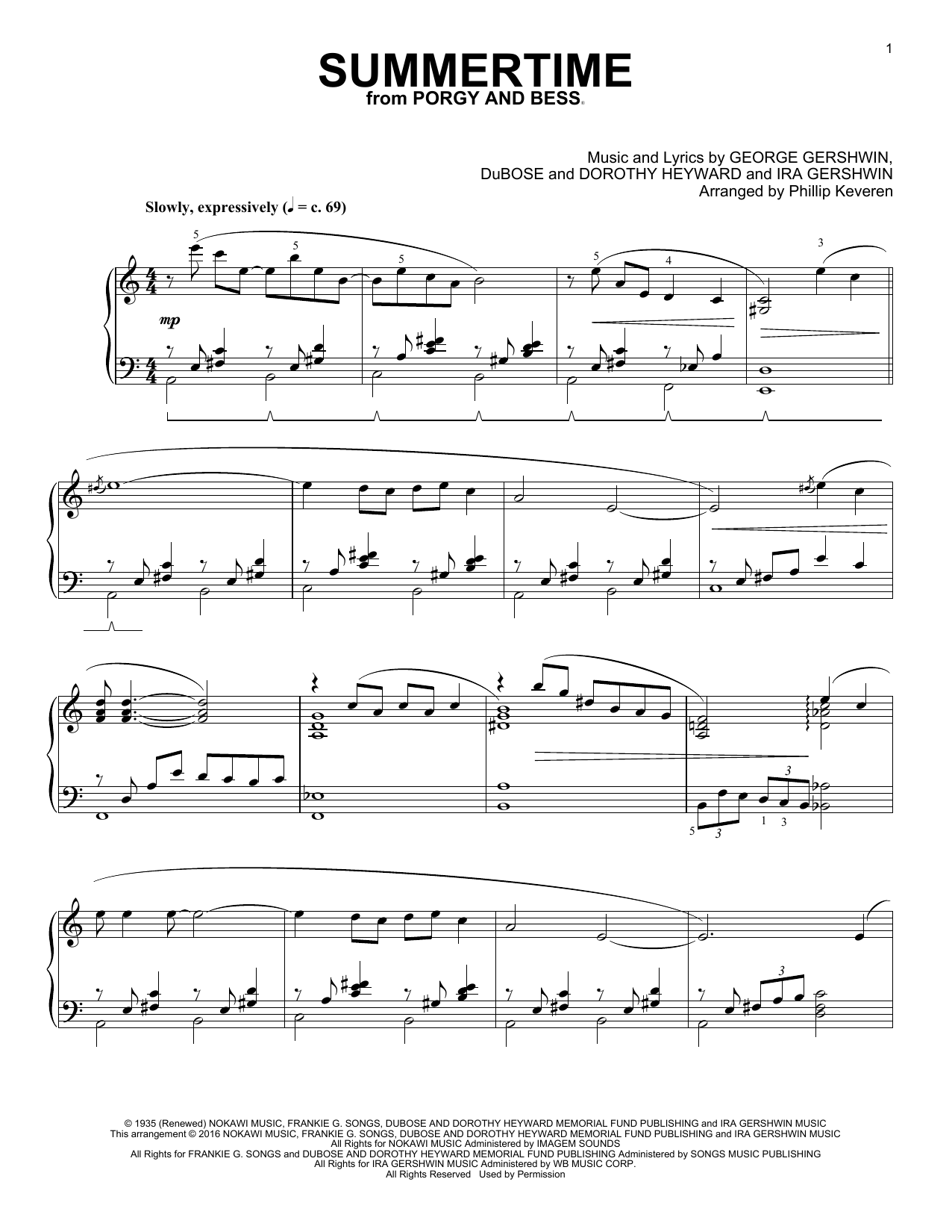 Download George Gershwin Summertime Sheet Music and learn how to play Piano PDF digital score in minutes