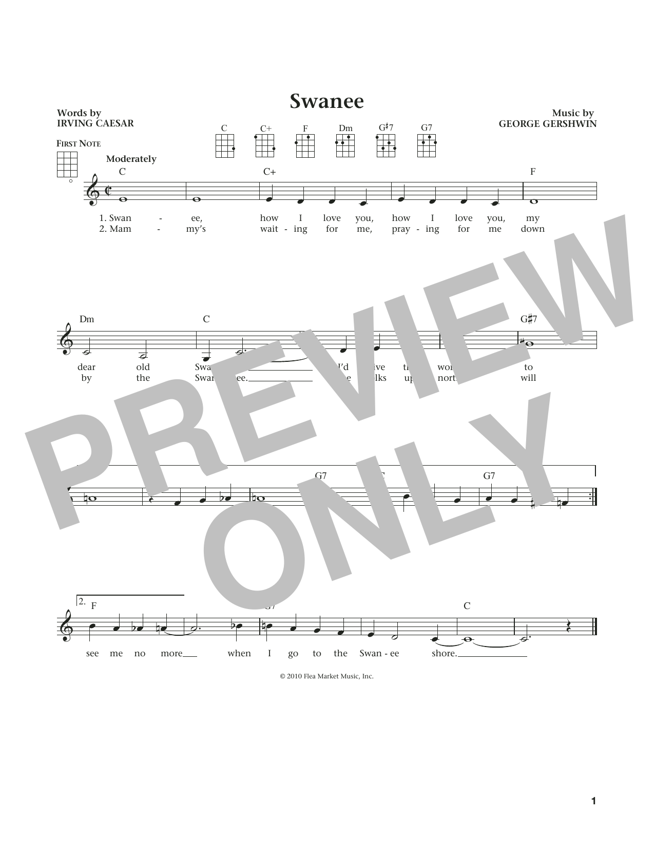 Download George Gershwin Swanee Sheet Music and learn how to play Ukulele PDF digital score in minutes