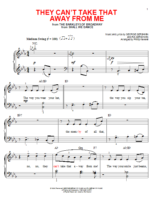 Download Phillip Keveren They Can't Take That Away From Me Sheet Music and learn how to play Piano PDF digital score in minutes