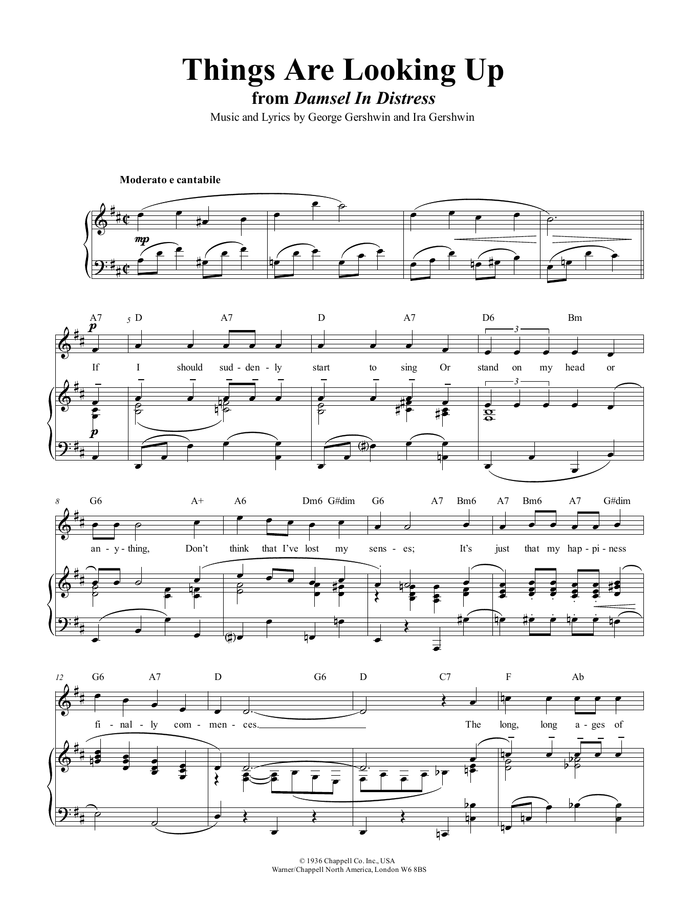 Download George Gershwin Things Are Looking Up Sheet Music and learn how to play Piano, Vocal & Guitar (Right-Hand Melody) PDF digital score in minutes