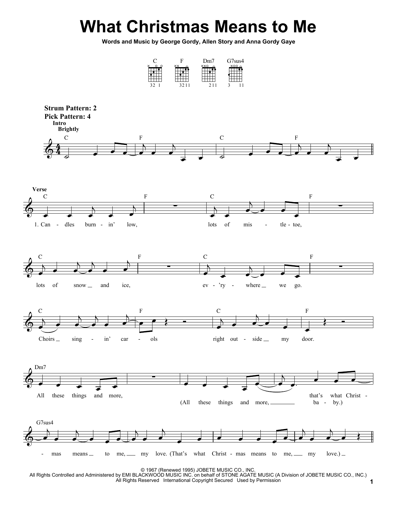 Download Stevie Wonder What Christmas Means To Me Sheet Music and learn how to play Easy Guitar PDF digital score in minutes