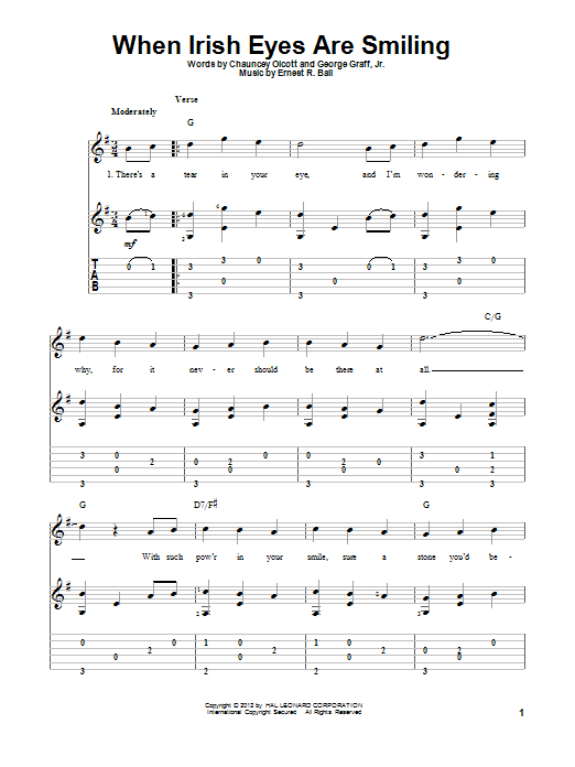 Download George Graff Jr. When Irish Eyes Are Smiling Sheet Music and learn how to play Ukulele PDF digital score in minutes