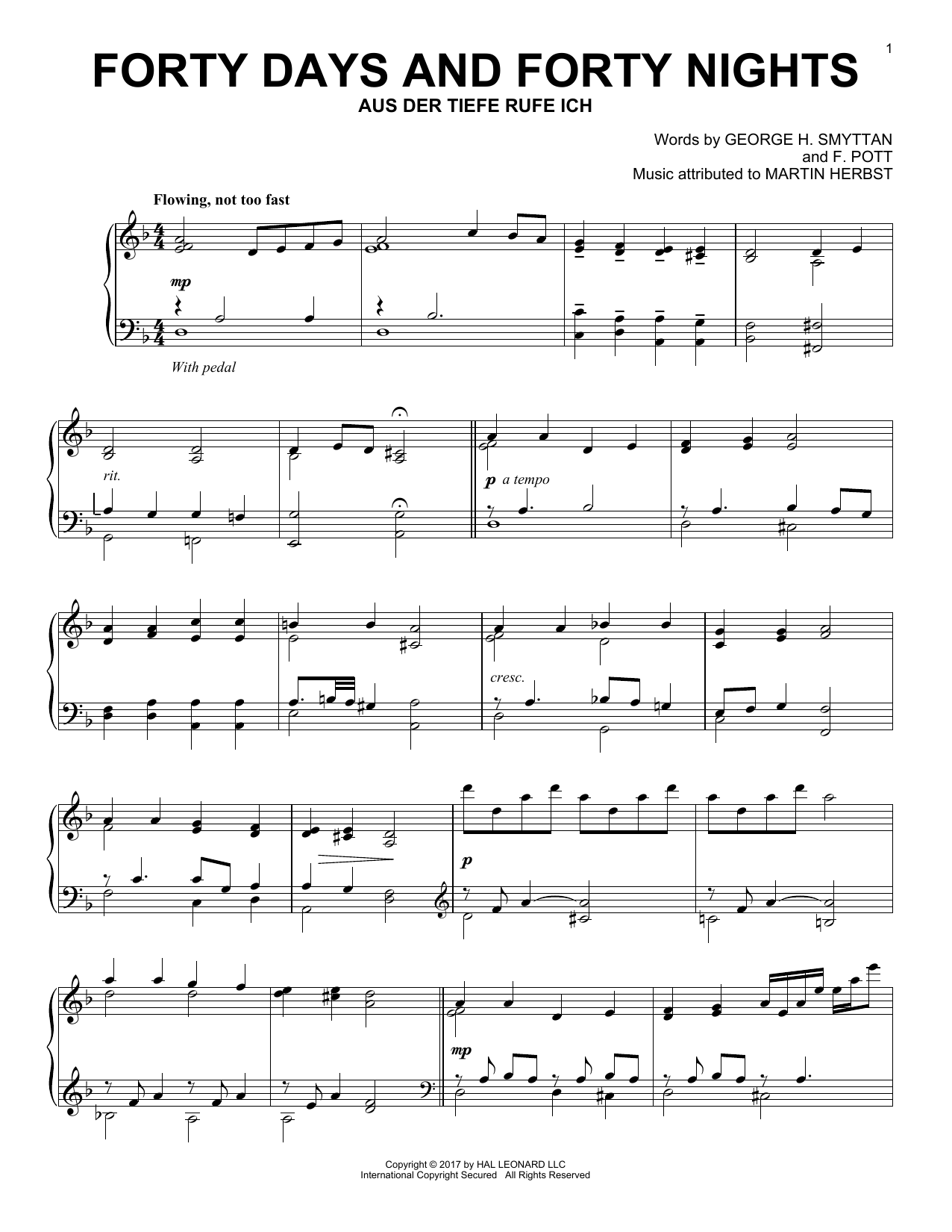 Download George H. Smyttan Forty Days And Forty Nights Sheet Music and learn how to play Piano PDF digital score in minutes