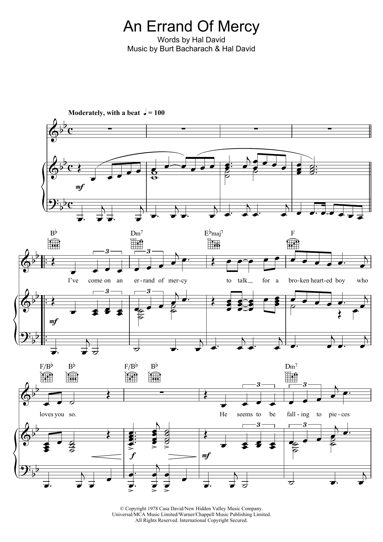Download George Hamilton An Errand Of Mercy Sheet Music and learn how to play Piano, Vocal & Guitar (Right-Hand Melody) PDF digital score in minutes