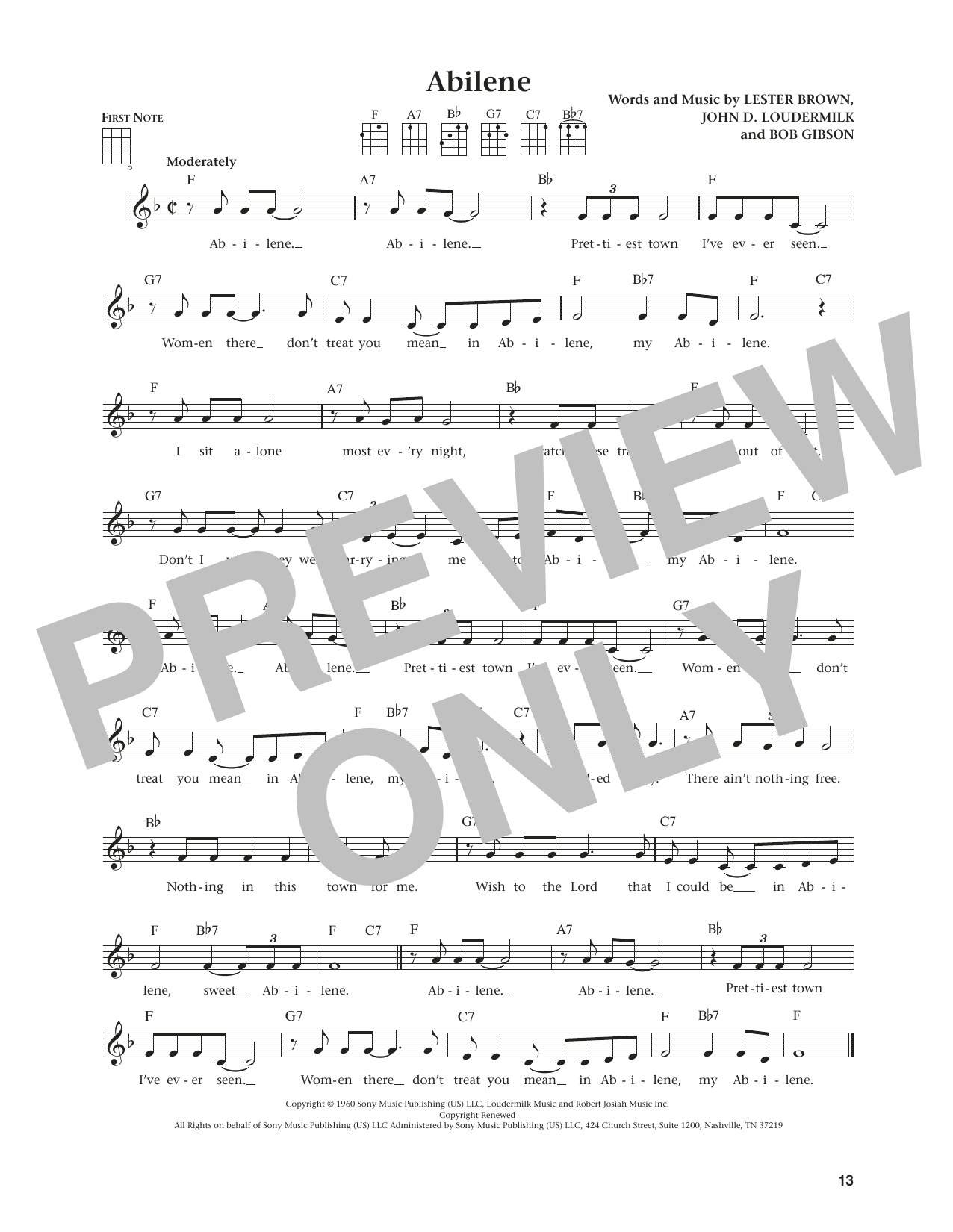 Download George Hamilton IV Abilene (from The Daily Ukulele) (arr. Jim Beloff) Sheet Music and learn how to play Ukulele PDF digital score in minutes