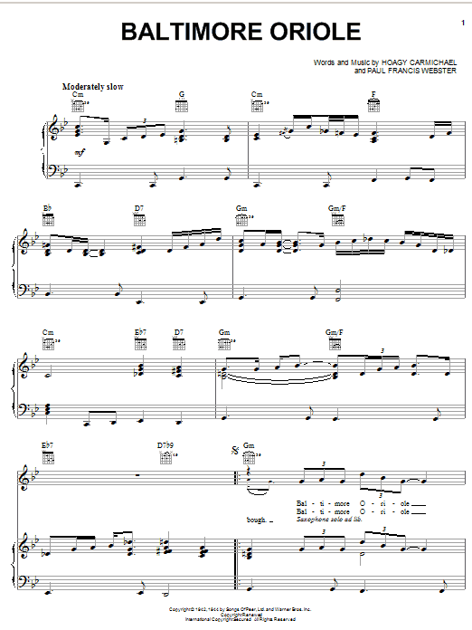 Download George Harrison Baltimore Oriole Sheet Music and learn how to play Piano, Vocal & Guitar (Right-Hand Melody) PDF digital score in minutes
