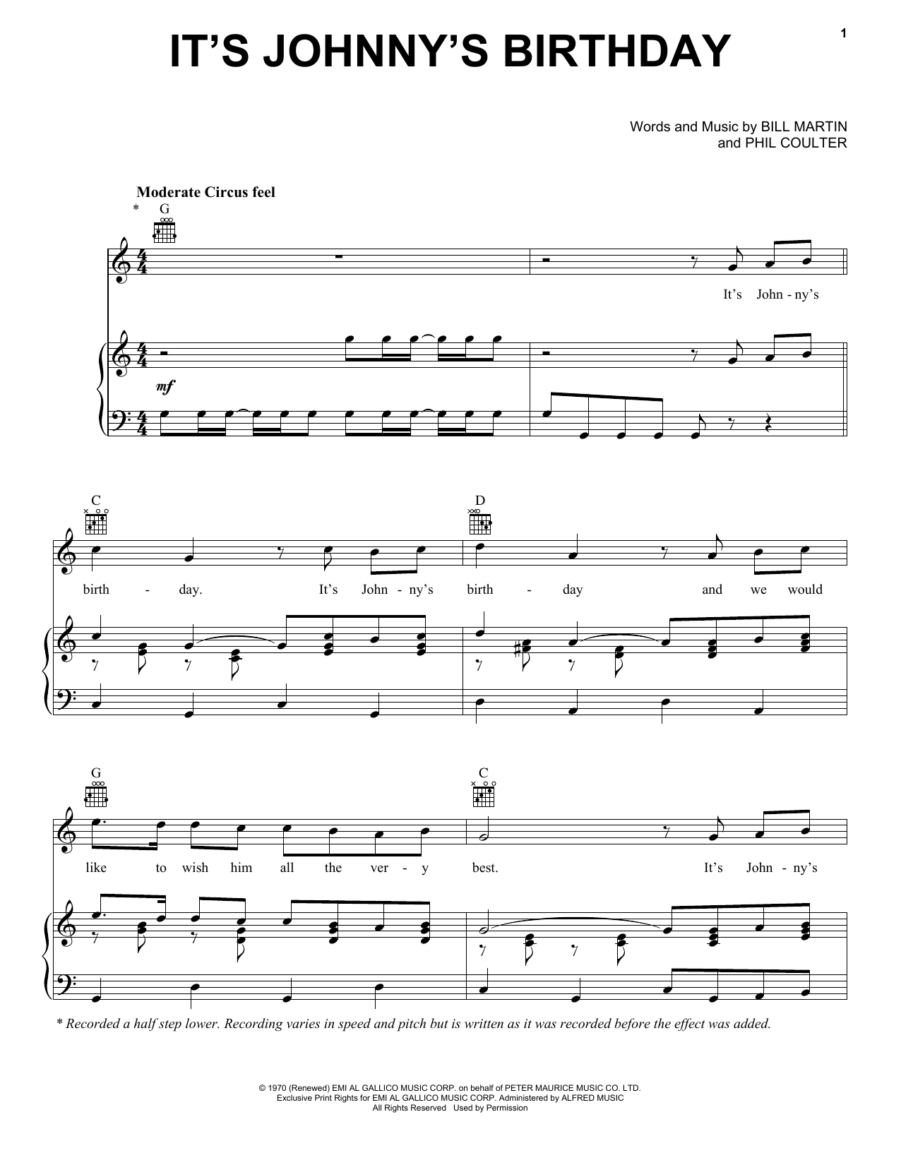 Download George Harrison It's Johnny's Birthday Sheet Music and learn how to play Piano, Vocal & Guitar (Right-Hand Melody) PDF digital score in minutes
