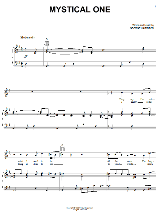 Download George Harrison Mystical One Sheet Music and learn how to play Piano, Vocal & Guitar (Right-Hand Melody) PDF digital score in minutes