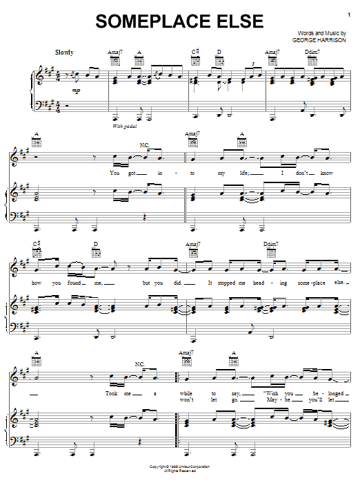 Download George Harrison Someplace Else Sheet Music and learn how to play Piano, Vocal & Guitar (Right-Hand Melody) PDF digital score in minutes