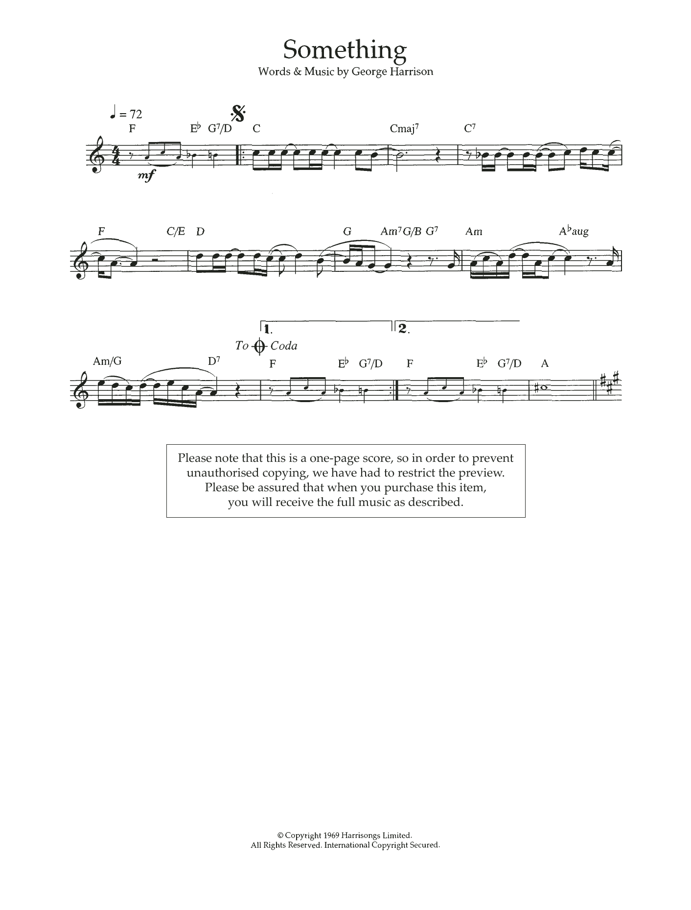 Download George Harrison Something Sheet Music and learn how to play Flute PDF digital score in minutes