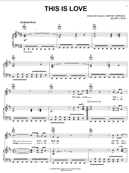 Download George Harrison This Is Love Sheet Music and learn how to play Piano, Vocal & Guitar (Right-Hand Melody) PDF digital score in minutes