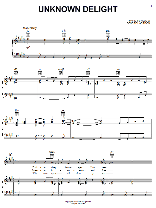 Download George Harrison Unknown Delight Sheet Music and learn how to play Piano, Vocal & Guitar (Right-Hand Melody) PDF digital score in minutes