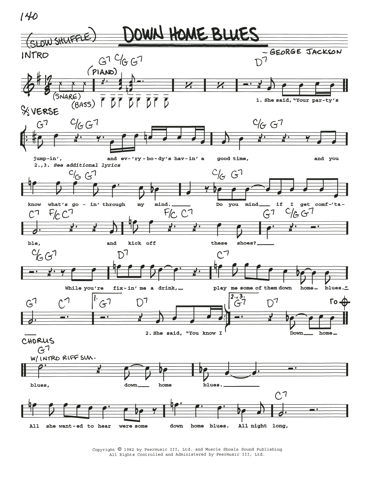 Download George Jackson Down Home Blues Sheet Music and learn how to play Real Book – Melody, Lyrics & Chords PDF digital score in minutes