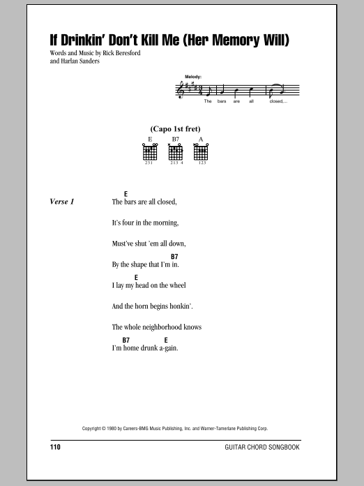 Download George Jones If Drinkin' Don't Kill Me (Her Memory Will) Sheet Music and learn how to play Lyrics & Chords PDF digital score in minutes