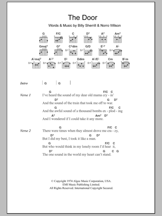 Download George Jones The Door Sheet Music and learn how to play Lyrics & Chords PDF digital score in minutes