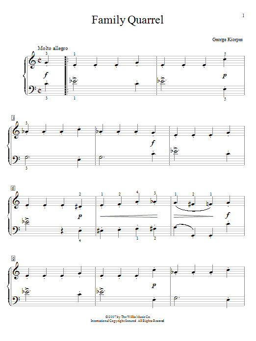 Download George Kiorpes Family Quarrel Sheet Music and learn how to play Easy Piano PDF digital score in minutes