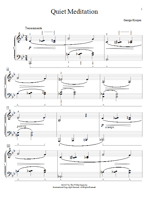 Download George Kiorpes Quiet Meditation Sheet Music and learn how to play Easy Piano PDF digital score in minutes