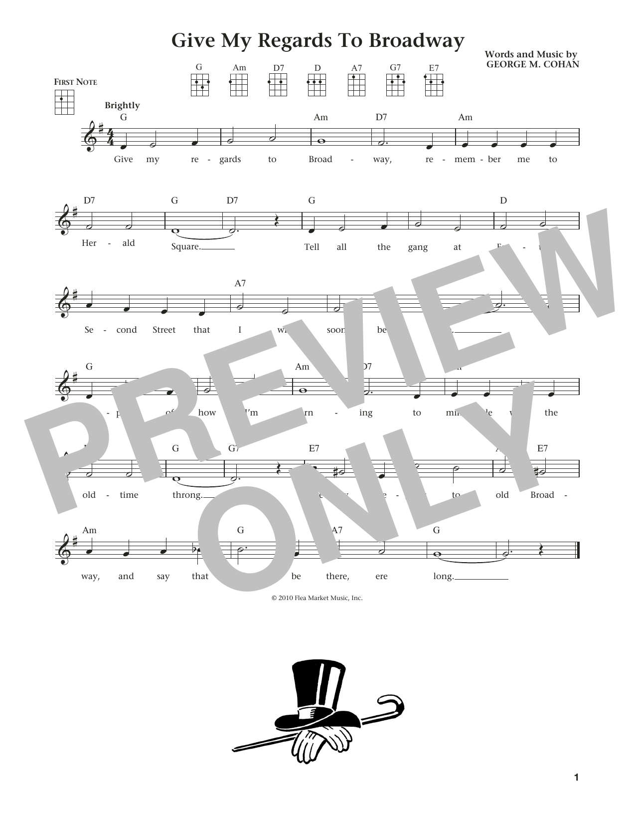 Download George M. Cohan Give My Regards To Broadway Sheet Music and learn how to play Ukulele PDF digital score in minutes