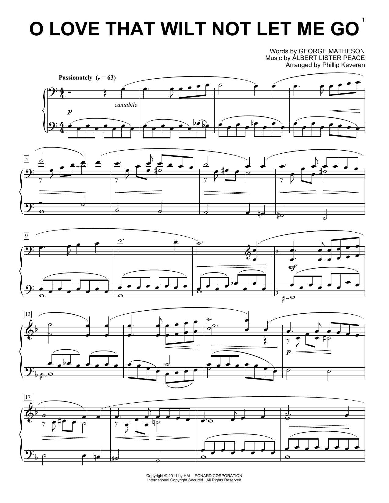 Download George Matheson O Love That Wilt Not Let Me Go Sheet Music and learn how to play Piano PDF digital score in minutes