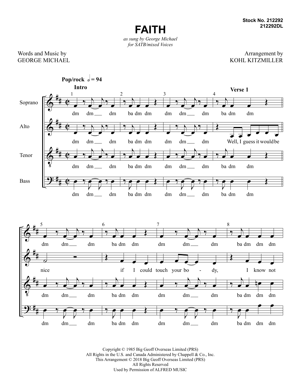 Download George Michael Faith (arr. Kohl Kitzmiller) Sheet Music and learn how to play TTBB Choir PDF digital score in minutes
