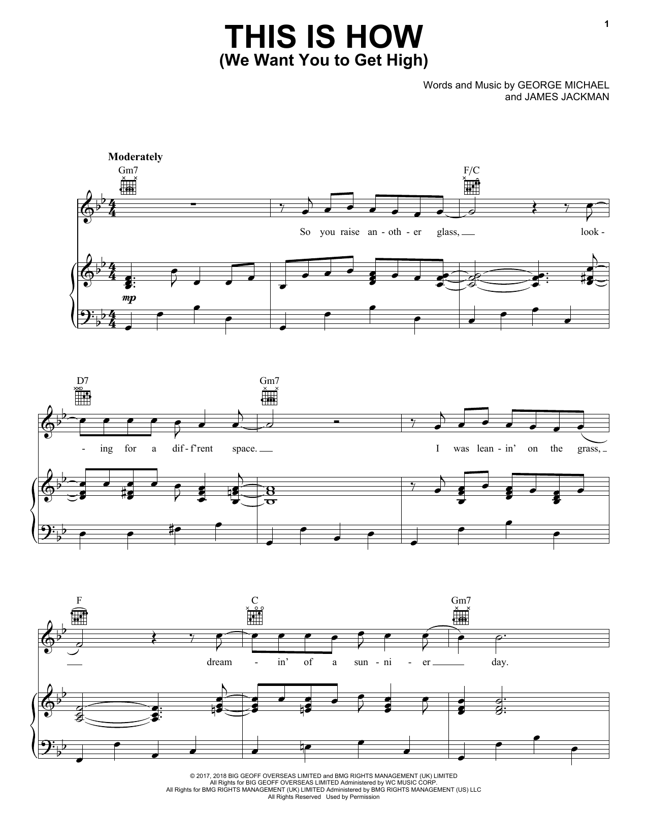 Download George Michael This Is How (We Want You To Get High) Sheet Music and learn how to play Piano, Vocal & Guitar Chords (Right-Hand Melody) PDF digital score in minutes