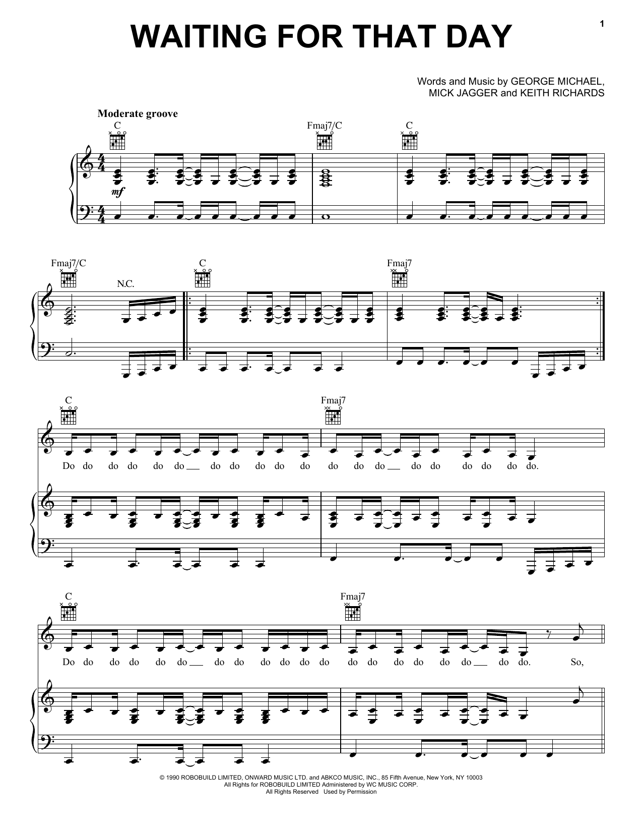 Download George Michael Waiting For That Day Sheet Music and learn how to play Piano, Vocal & Guitar Chords (Right-Hand Melody) PDF digital score in minutes