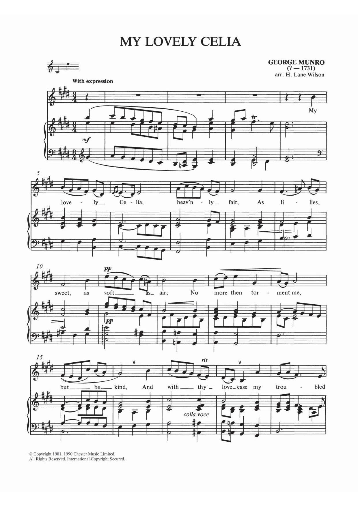 Download George Munro My Lovely Celia Sheet Music and learn how to play Piano & Vocal PDF digital score in minutes