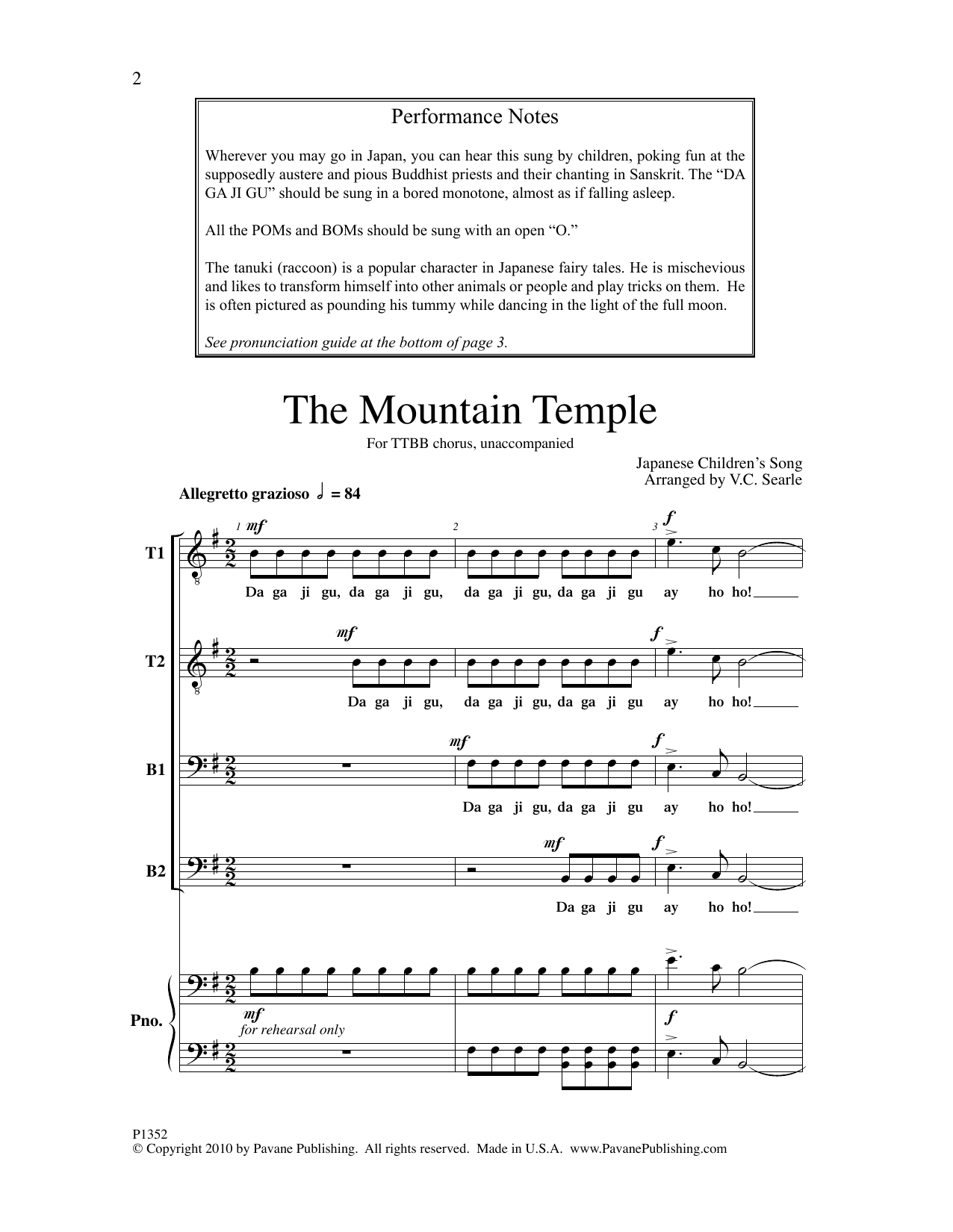 Download George Searle The Mountain Temple Sheet Music and learn how to play TTBB Choir PDF digital score in minutes