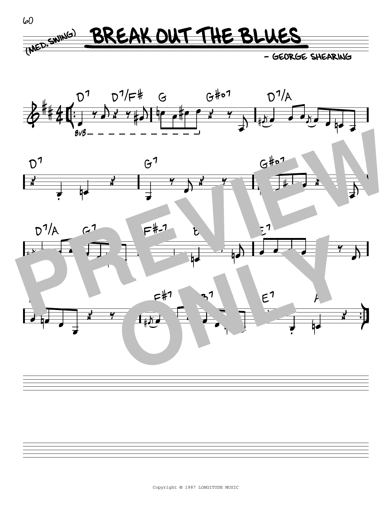 Download George Shearing Break Out The Blues Sheet Music and learn how to play Real Book – Melody & Chords PDF digital score in minutes