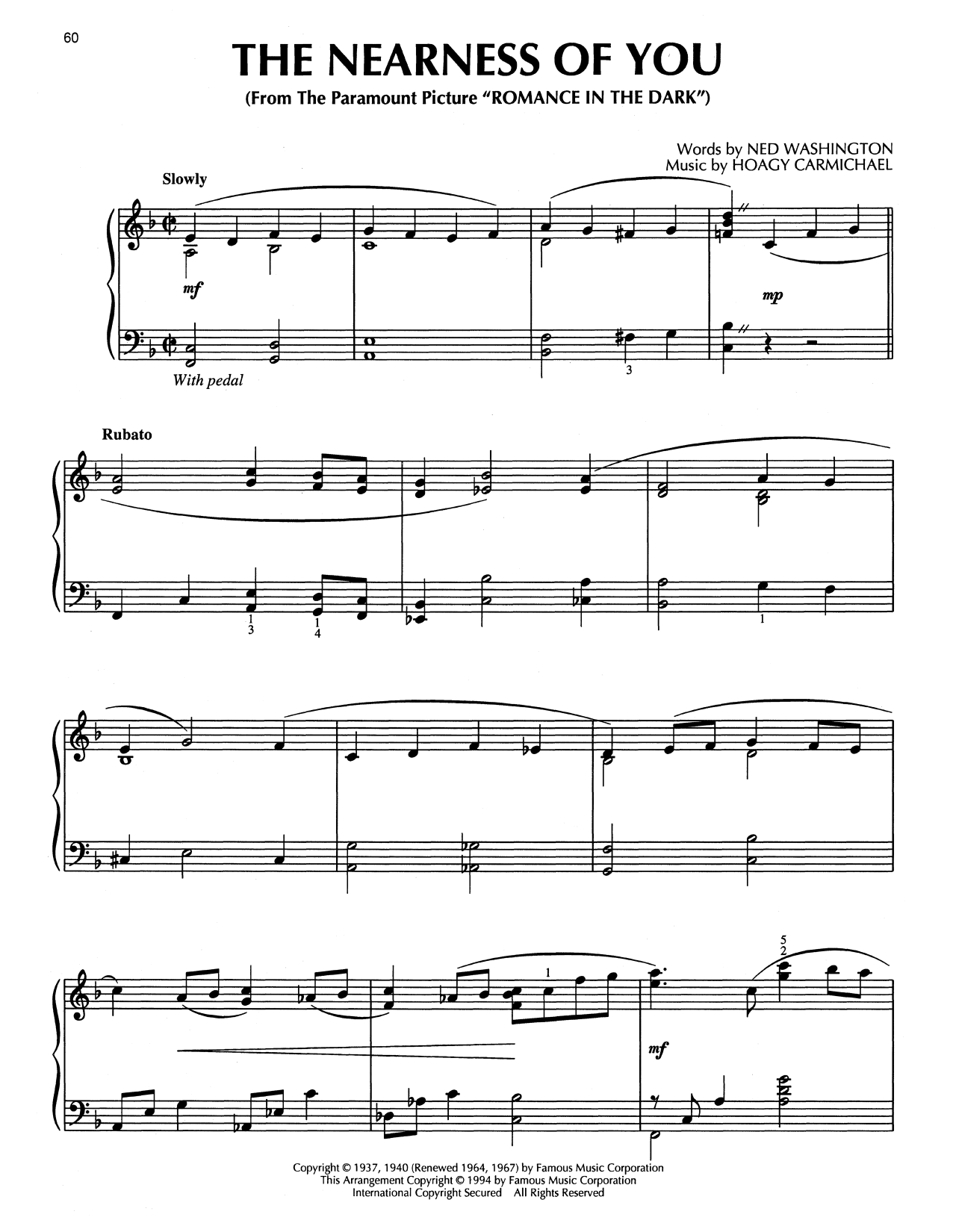 Download George Shearing The Nearness Of You (from Romance In The Dark) (arr. Bill Boyd) Sheet Music and learn how to play Piano Solo PDF digital score in minutes